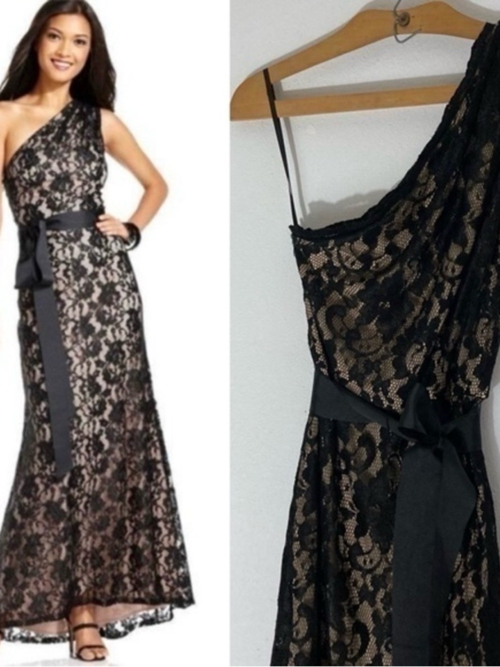 Betsy & Adam NWT all over lace gown size 4